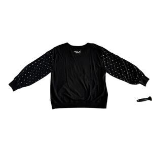 Karl Lagerfeld Paris Black Studded Sleeve Sweater XL Pullover